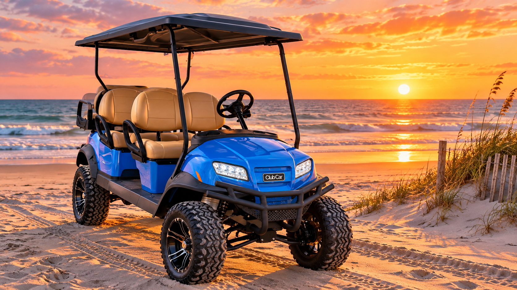 Laguna Cruiser on the beach at sunset